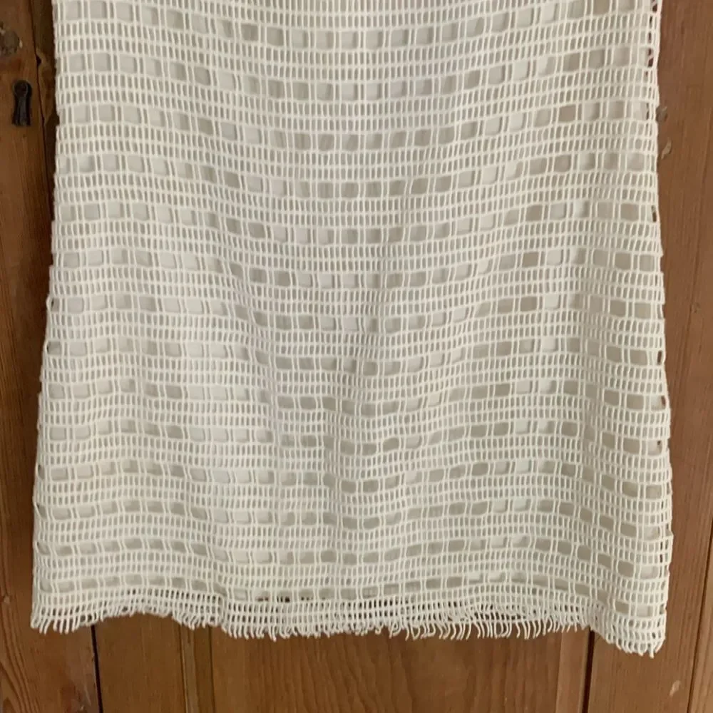 Tory Burch white crocheted short sleeve shift dress